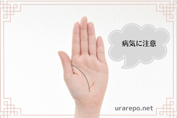 生命線に斜めに入った障害線